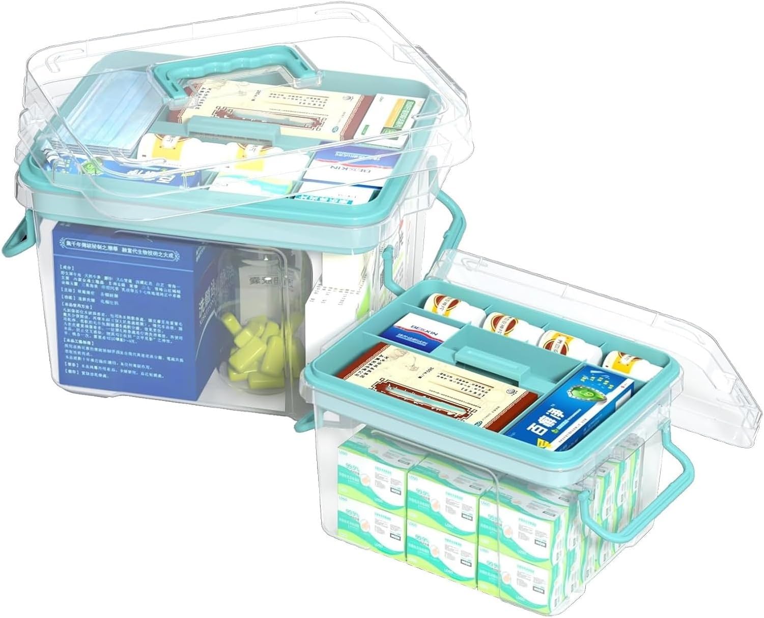 ViVedBluumㅤ Set of Nested Storage Boxes (Large and Small),Multi-Layer Storage Bins,Perfects for Home, Office & Travel Organizer (1 Set)
