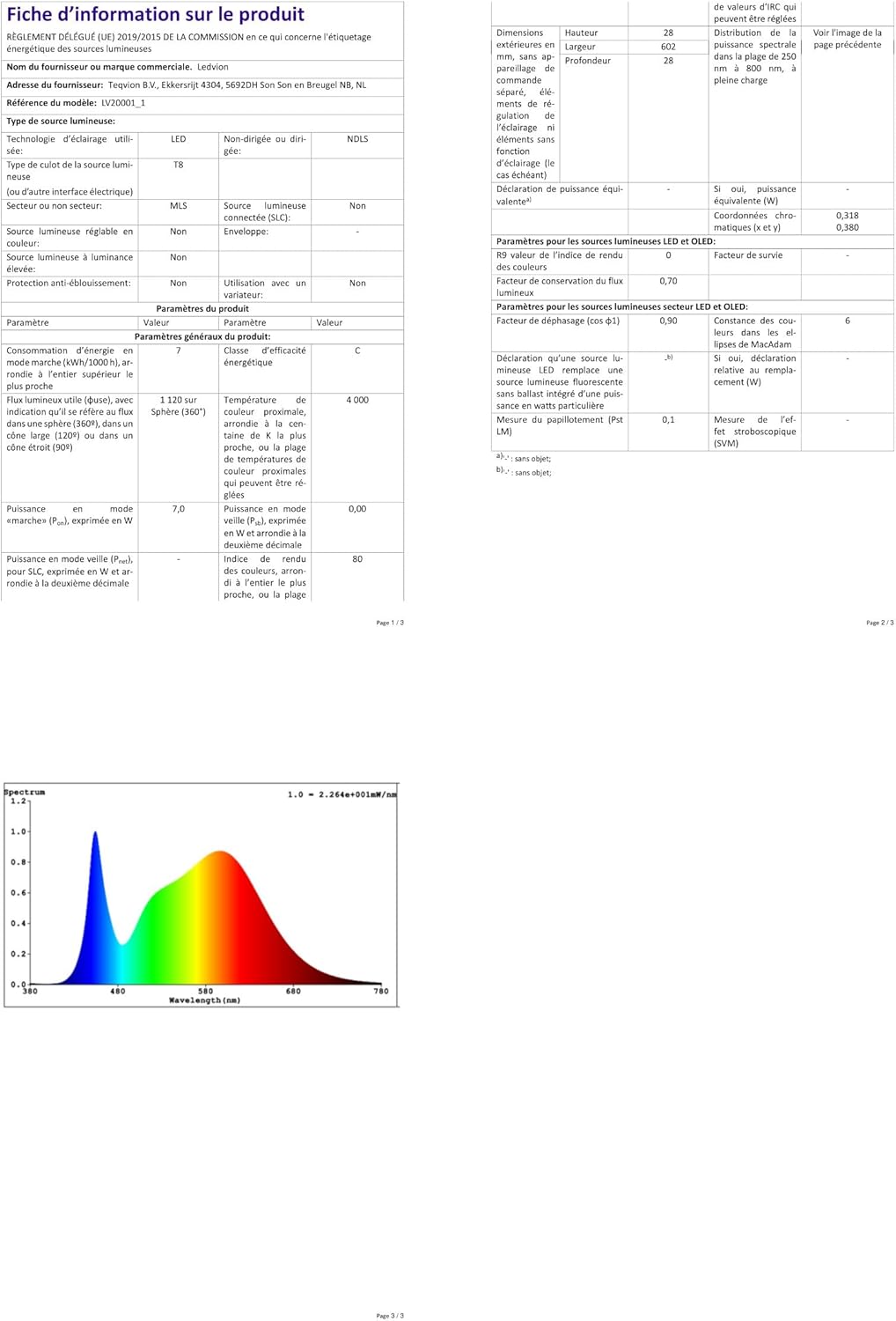 Technical drawing of the Ledvion LED String Light showing dimensions of the cable, bulb spacing, and bulb size, along with the remote control dimensions.