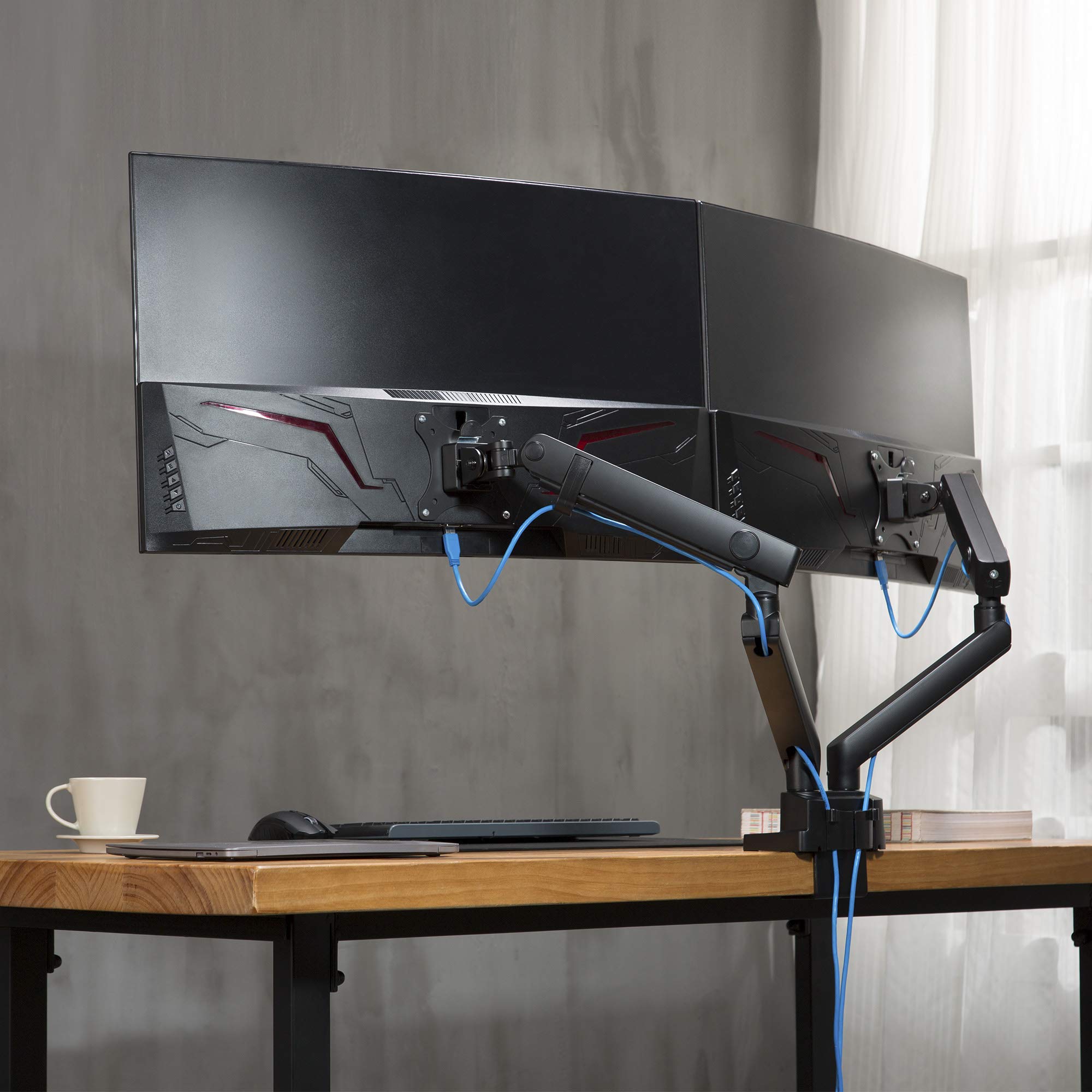 AVLT Dual 13"32" Monitor Arm Desk Mount fits Two Flat/Curved Monitor Full Motion Height Swivel