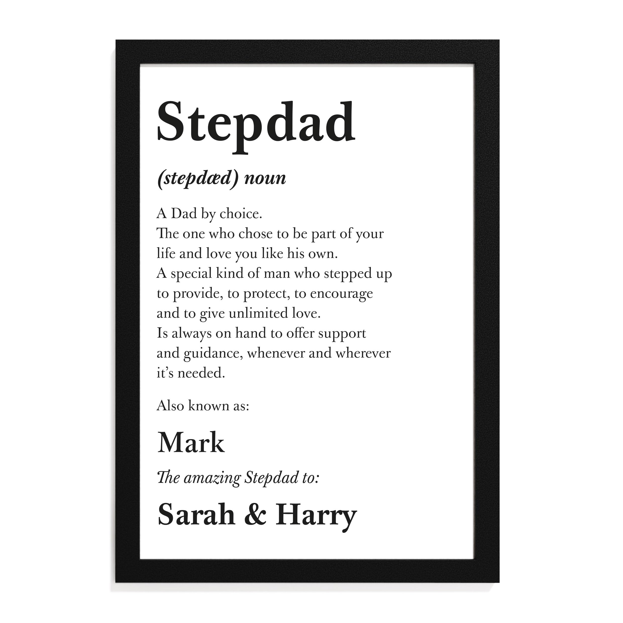Beecreative Step Dad Gifts - Personalised Stepdad Fathers Day Present, Step Dad Gifts from Son Daughter Kids, Stepdad Printed Fathers Day Gift