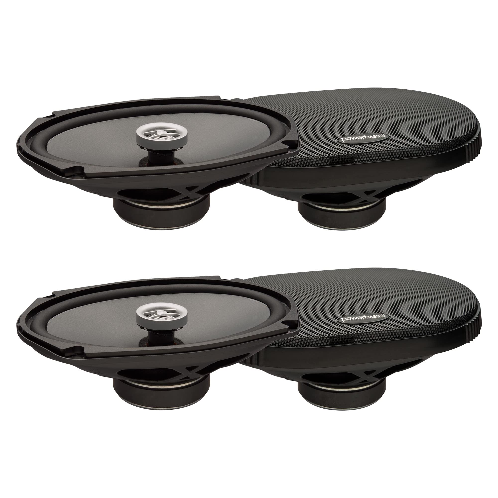 PowerBass 2 Pairs of OE-692T 6x9 Shallow Mount Coaxial 2-Ohm Speakers