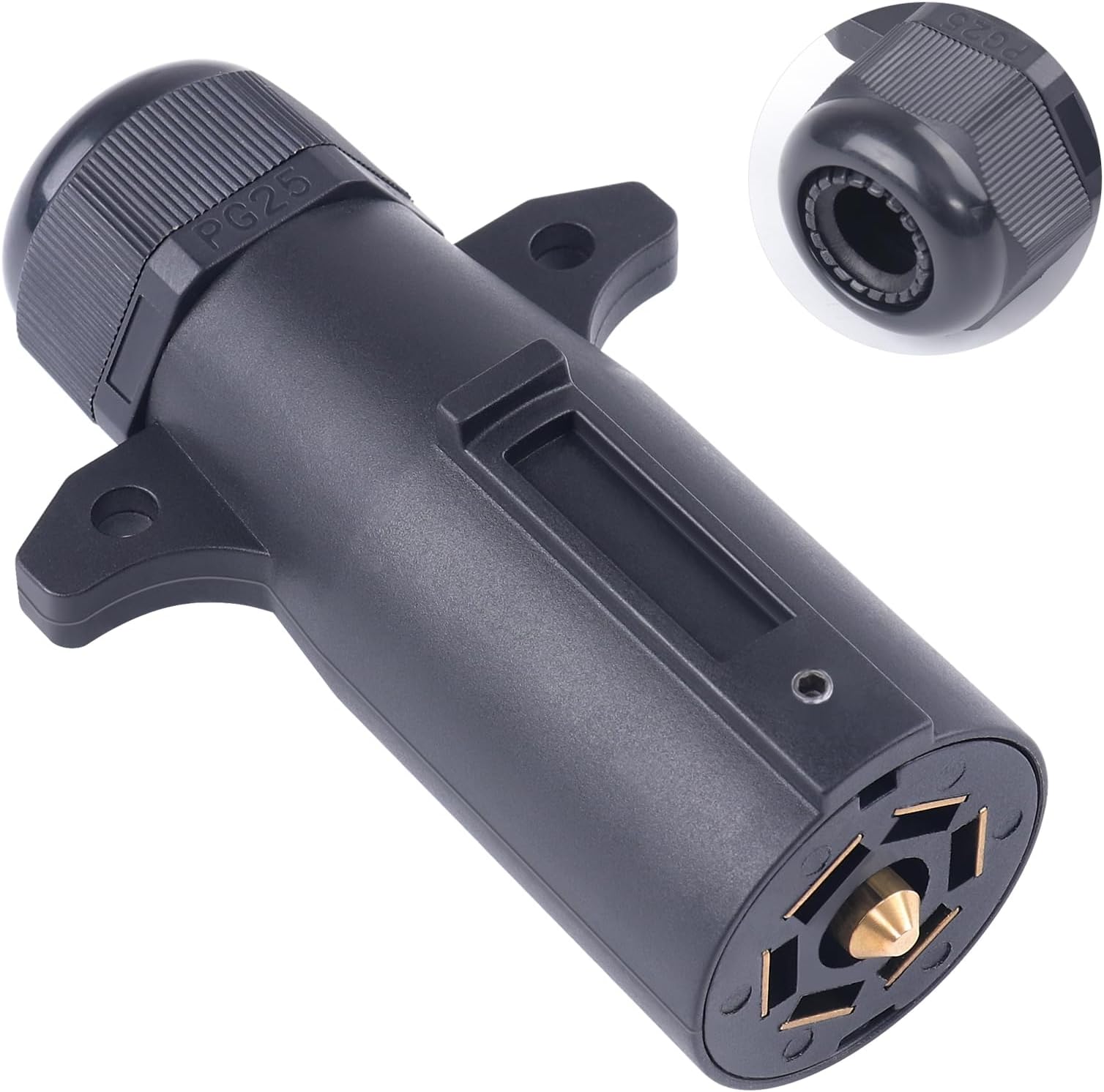 CheeMuii 7 Pin Trailer Plug with Waterproof Seal Heavy Duty 7 Way Round RV-Style Trailer Connector 7 Point Trailer Wiring Replacement Plug Adapter