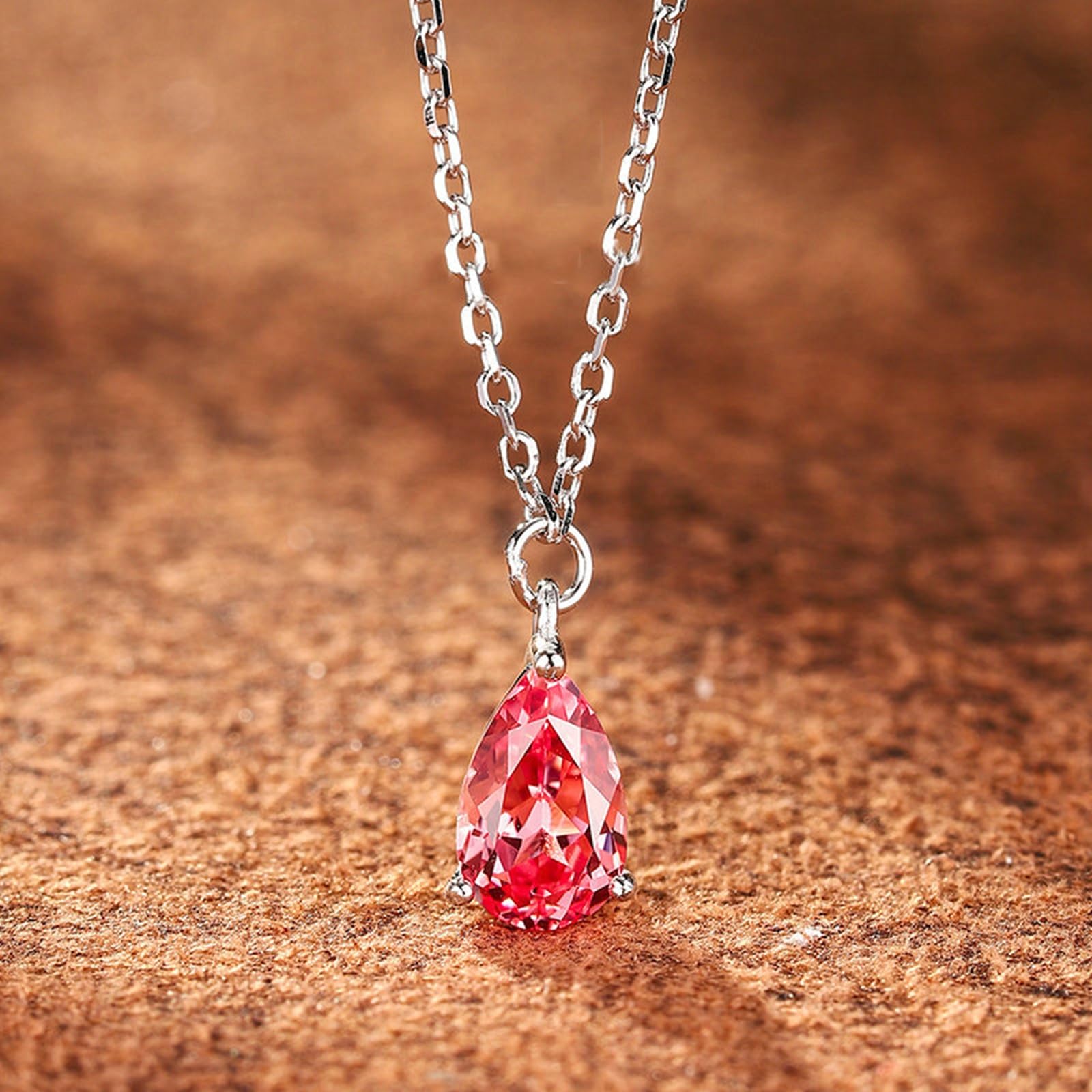 Charms zawieszka przyjaźń krople z 1,2 ct wyprodukowana w laboratorium Padparadscha, łańcuszek złoty 14 K dla dziewczyny, 14 K białe złoto, modna biżuteria na Wielkanoc