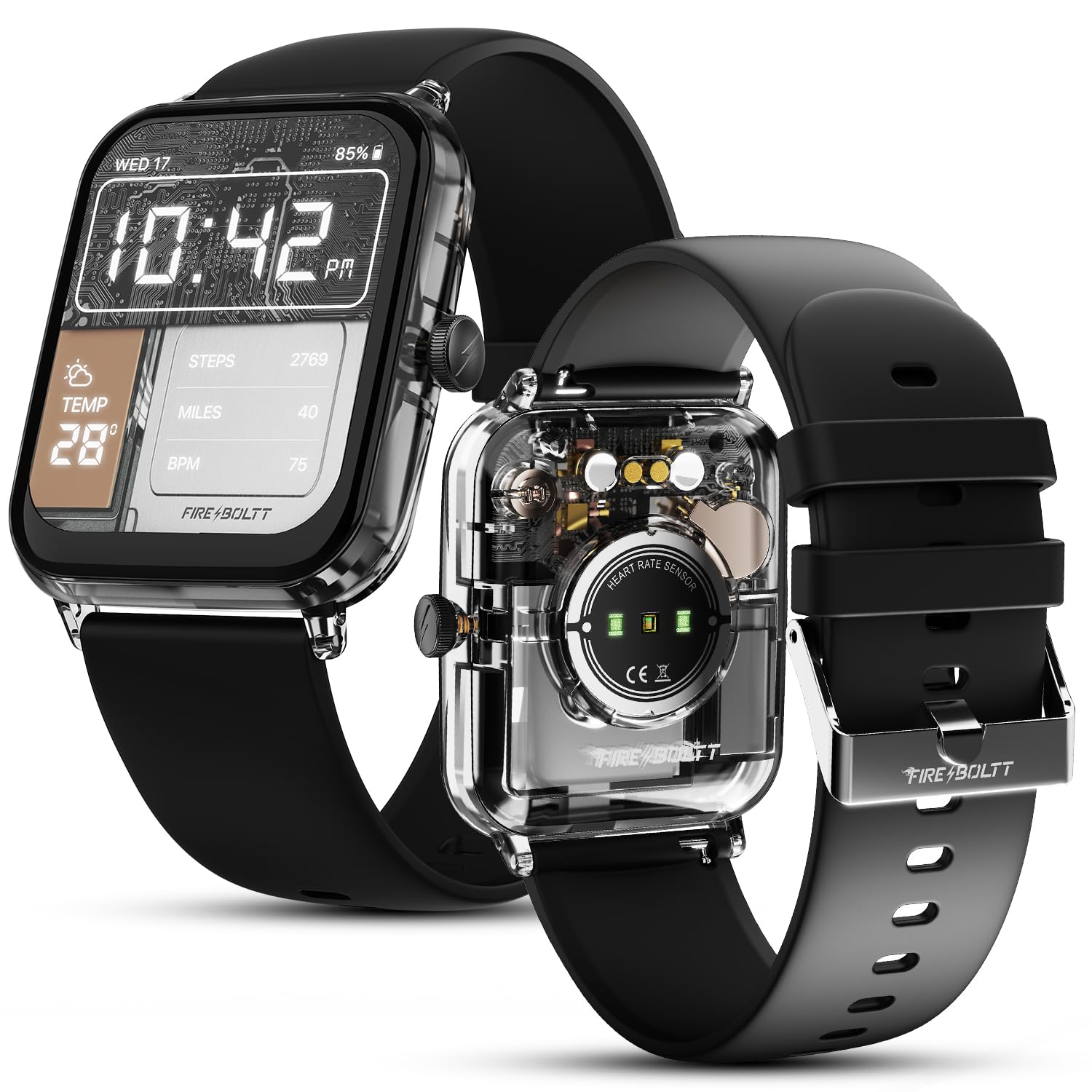 Fire-Boltt Ninja Phantom Smart Watch 1.83” Display, Transparent Clear Body Design, Bluetooth Calling, 120+ Sports Modes, Voice Assistant, AI Outfit Watch Face Smartwatch for Men & Women Shadow Black-picture-14