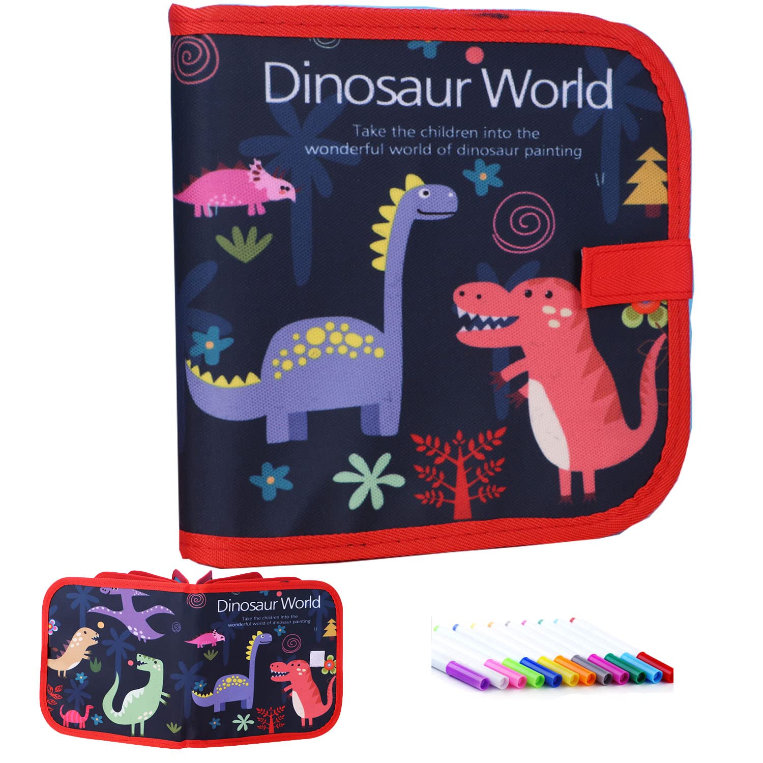 Doodle Board para niños, aprende a escribir, pizarra, libro portátil para bocetos con 12 lápices de colores, borrable y reutilizable, 14 páginas