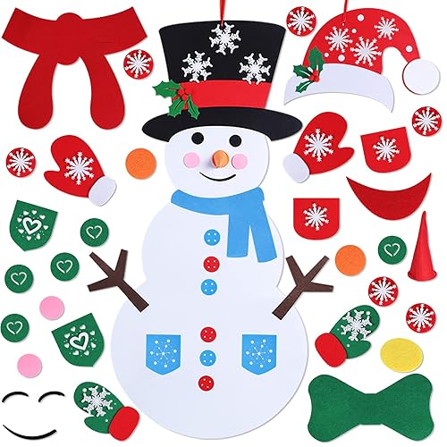 Max Fun Diy Felt Christmas Snowman Games Set with 58Pcs
