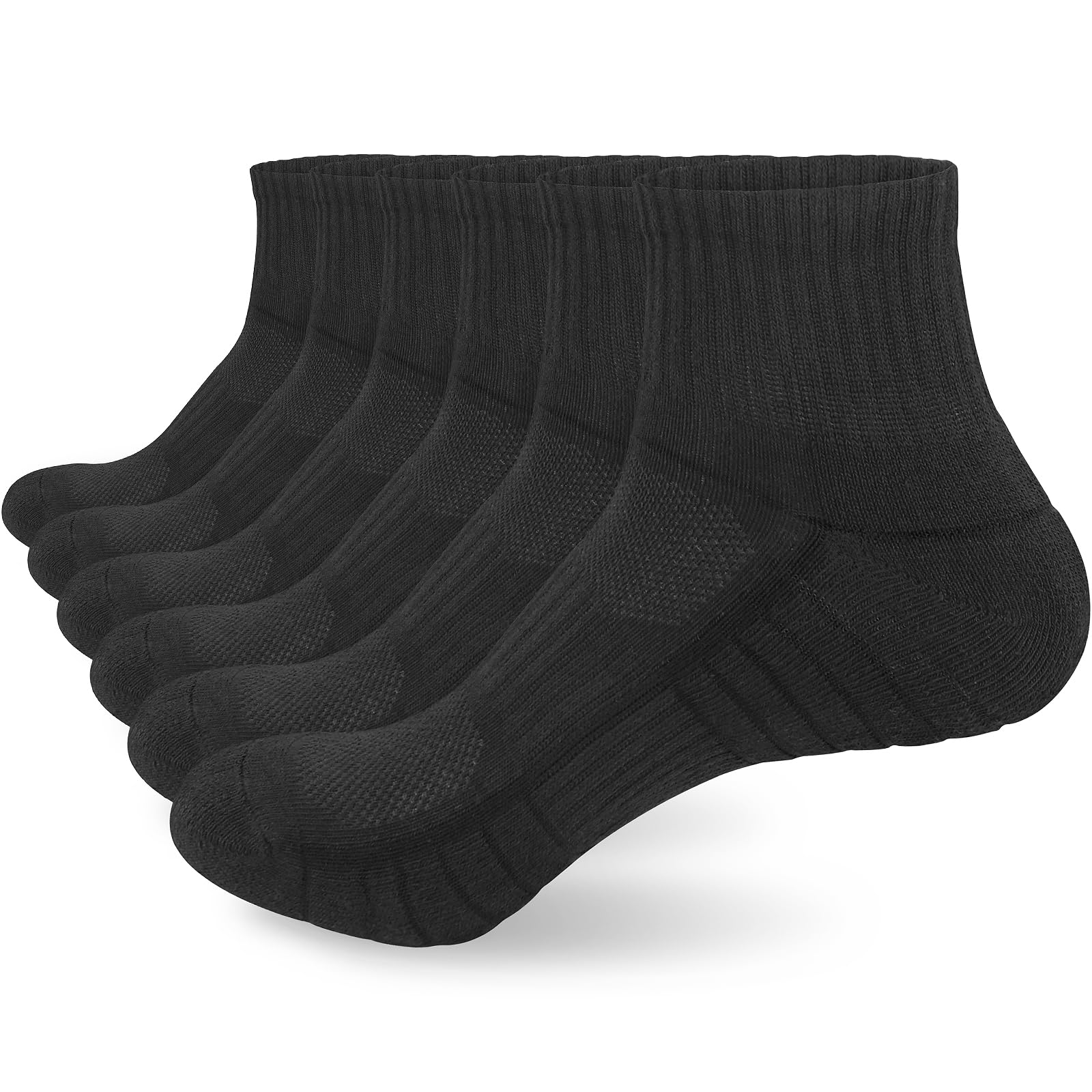 ouhos 3 Pairs Womens Trainer Ankle Running Socks, Ladies Cushioned Anti Blister Sports Socks, Cotton Walking Gym Work Socks, Size 4-7