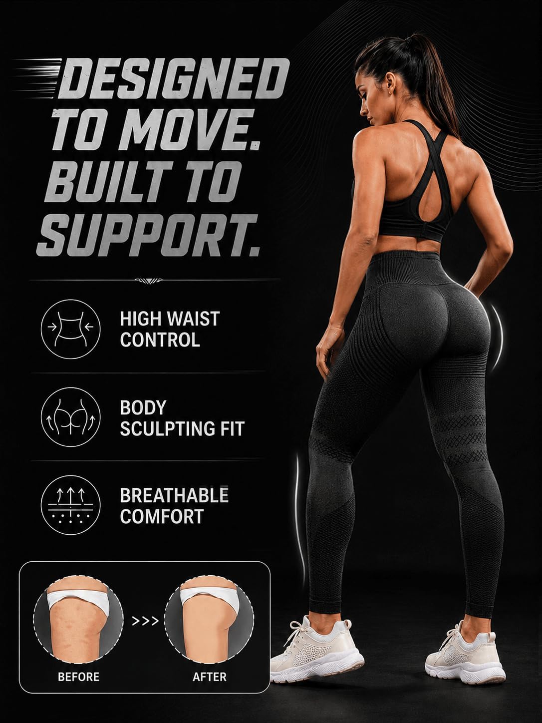 3D Compression Leggings Women, High Waist Anti Cellulite Leggings, Workout Bum Scrunch Butt Lift Leggings, Gym Trousers Women