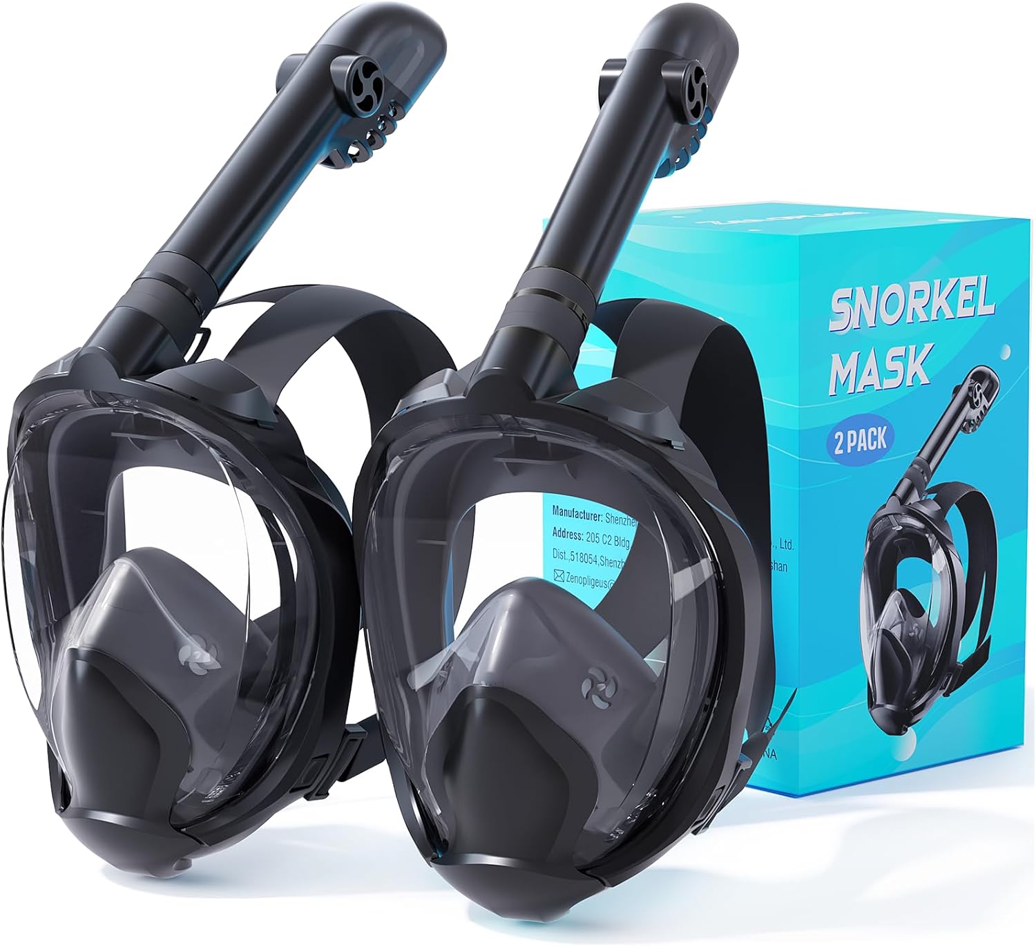 Full Face Snorkel Mask for Adults with Camera Mount Dry Top Snorkeling Gear for Adults Foldable 180 Degree Panoramic Anti-Fog Scuba Mask for Snorkeling, Diving, Swimming, Travel