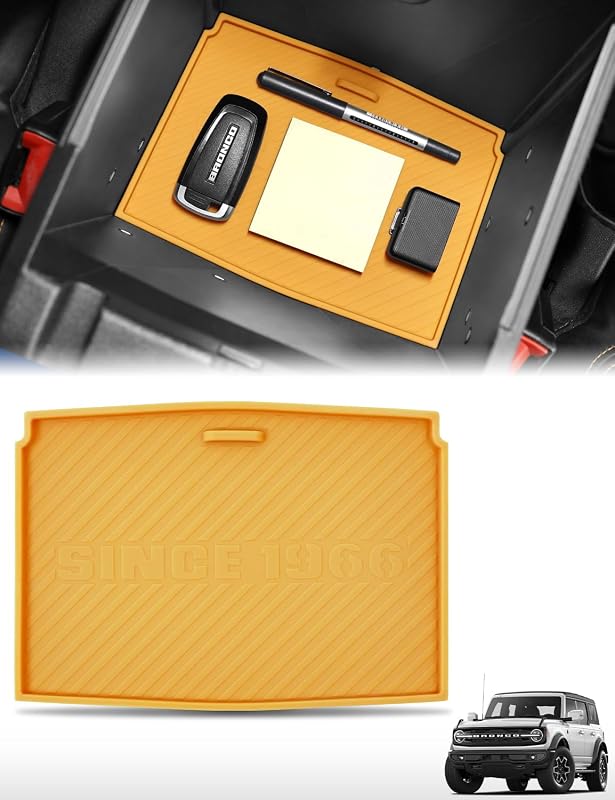 Bandeja Organizadora para Console Central Ford Bronco em Silicone Laranja JROAD