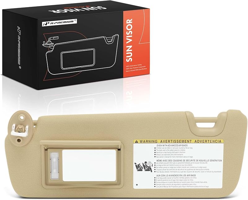 A-Premium Para-Sol Esquerdo do Motorista com Luz e Espelho para Toyota Highlander 2014–2019