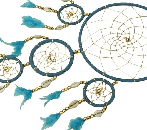 Miniatura 4 de Exclusivo atrapasueños de plumas sintéticas azules para colgar en la pared, decoración de ventana, atrapasueños azul, regalo colgante