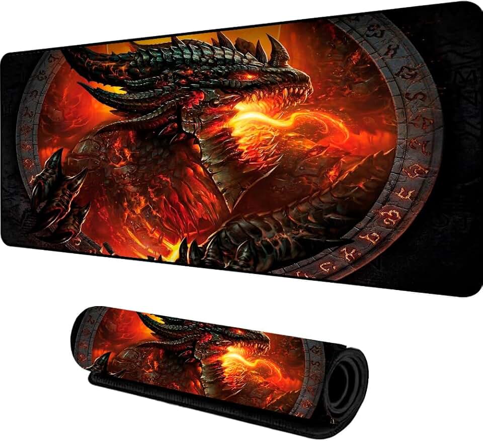 Mouse Pad Gamer Speed Extra Grande Profissional 70 x 35 cm Bordas Costuradas e Base Antiderrapante Premium (Dragão)