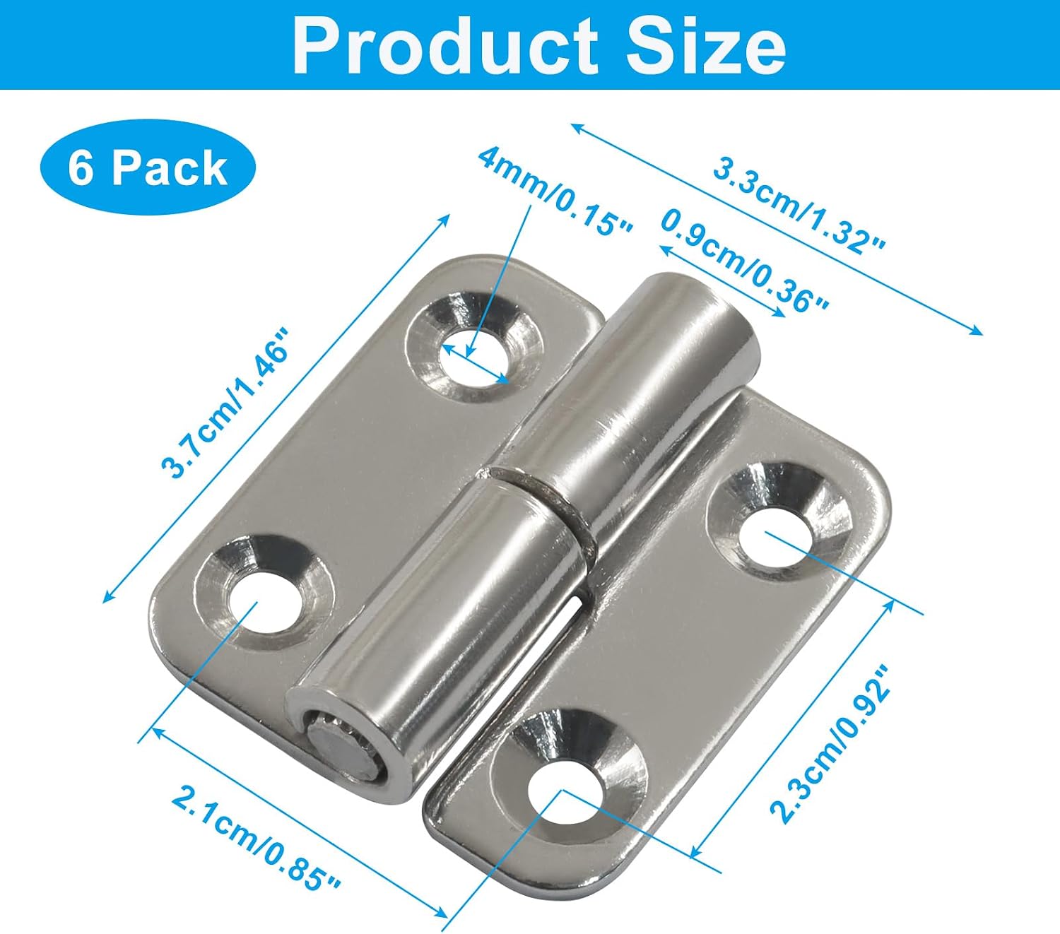 6 Pack 1.5 Inch Left Lift Off Hinges Silver