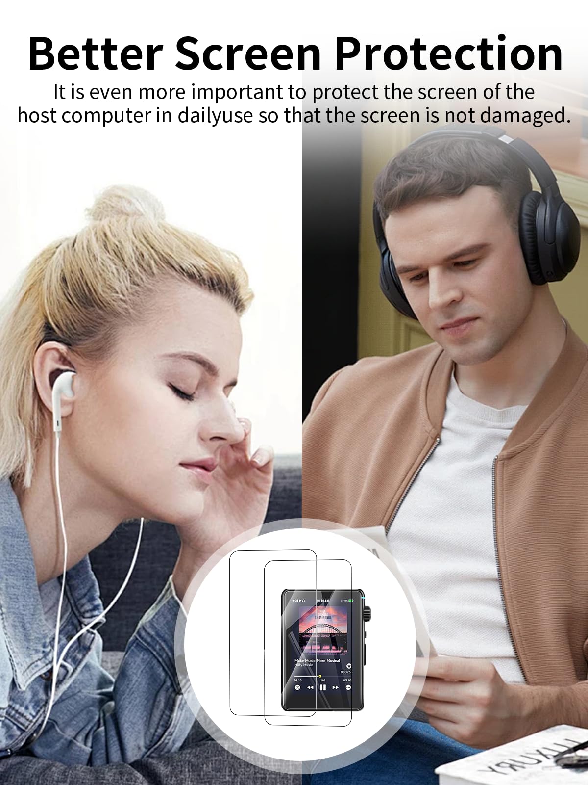 Ochraniacz ekranu do odtwarzacza audio HiBy R3 II, odporny na zużycie i wysokiej rozdzielczości, odporny na zarysowania, odporny na odciski palców
