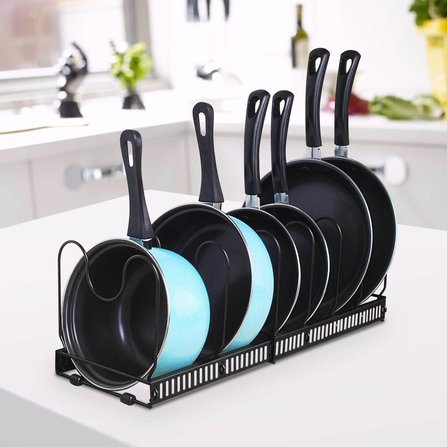 MDHAND Pan Organizer Rack for Expandable Pan Pot Lid Organizer