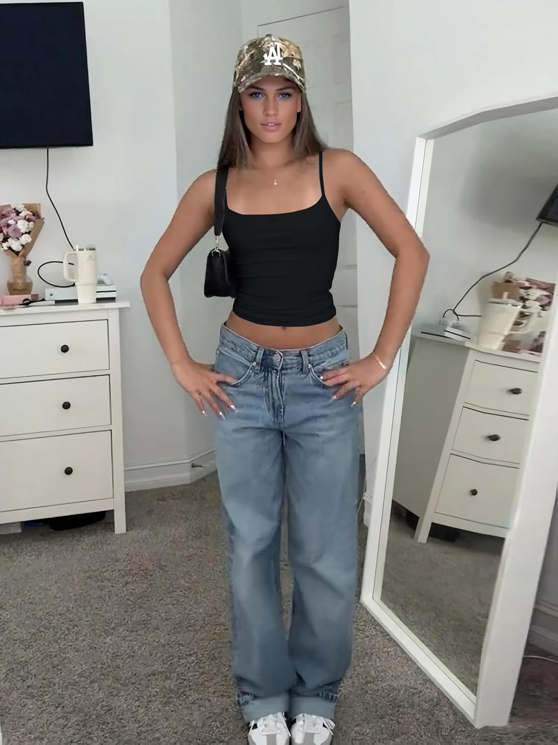 Women's Sleeveless Adjustable Spaghetti Strap Tank Top - Image 3