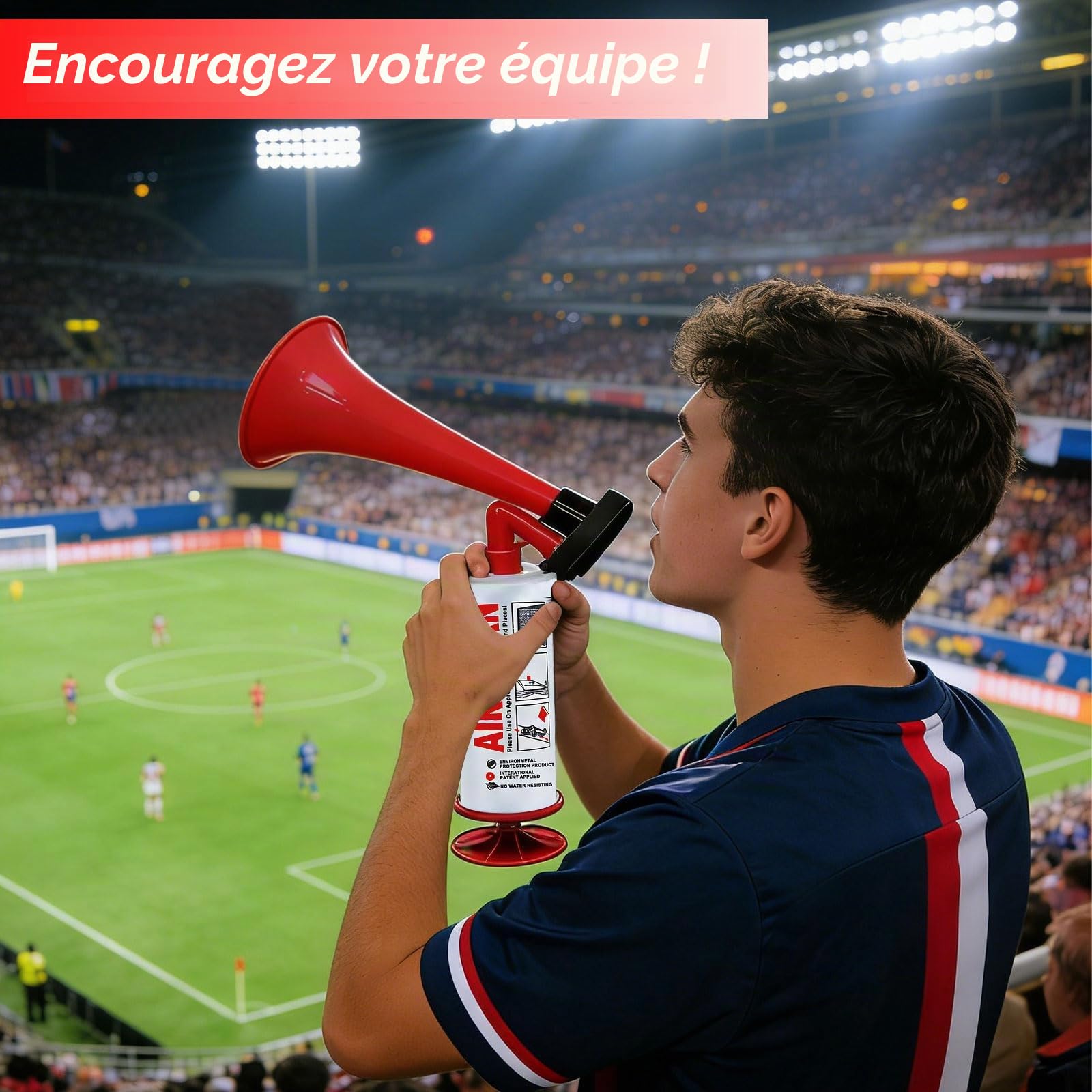 Corne de Brume Manuelle, Klaxon à Air Comprimé Portable, Trompette Supporter, Corne de Brume a Gaz pour L'aviron, Événement Sportif, Match de Football, Fête, Alarmes (Rouge)