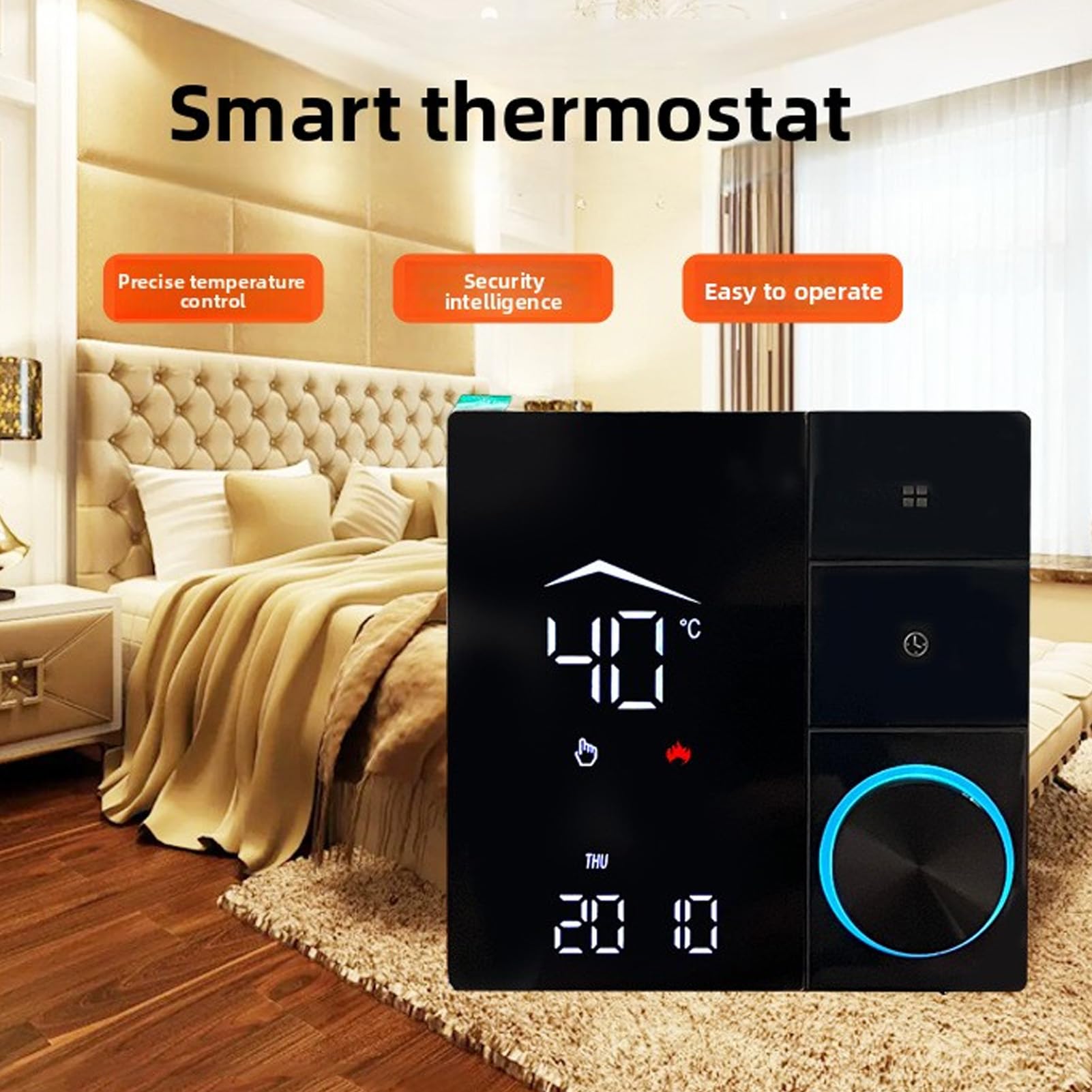 Cocoarm Pannello Termostato WiFi Intelligente per Ufficio Domestico, Termostato di Controllo APP per Controllo Preciso della Temperatura per Casa, Materiale ABS