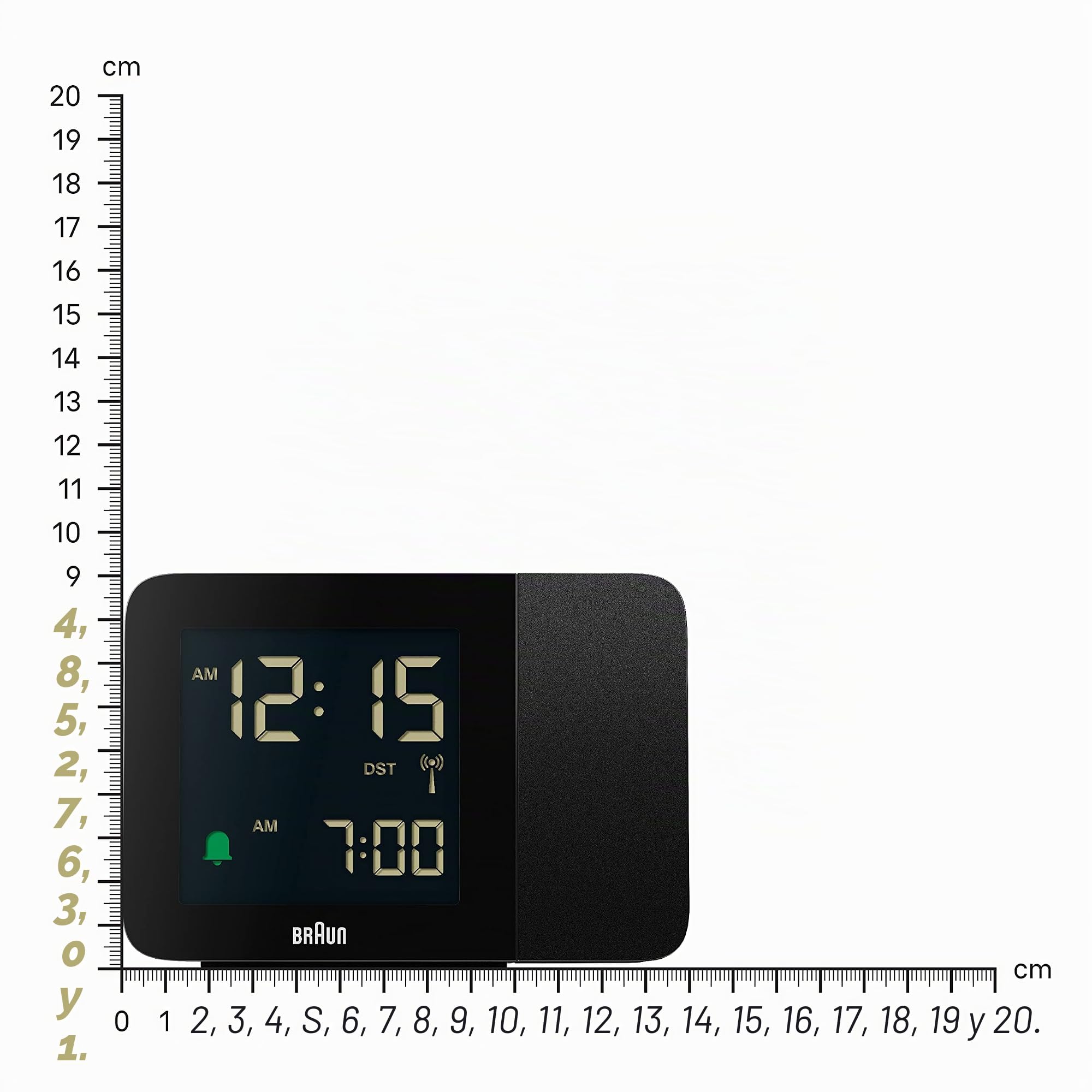 Braun Reloj Despertador Digital con radiocontrol Huso horario de Europa Central (DCF) con 4 Opciones de retroiluminación, Pantalla LCD Negativa, Ajuste rápido, Negro, Modelo BC15B-DCF