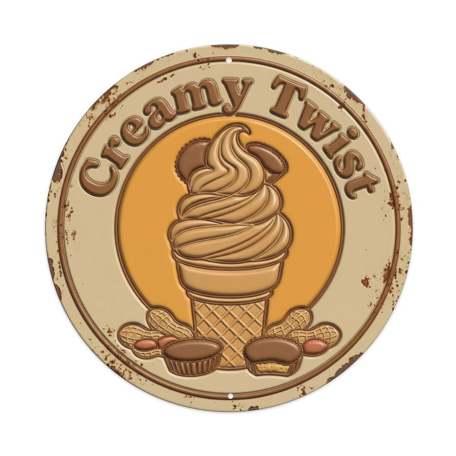Creamy Twist Scoop Vintage Metal Tin Sign