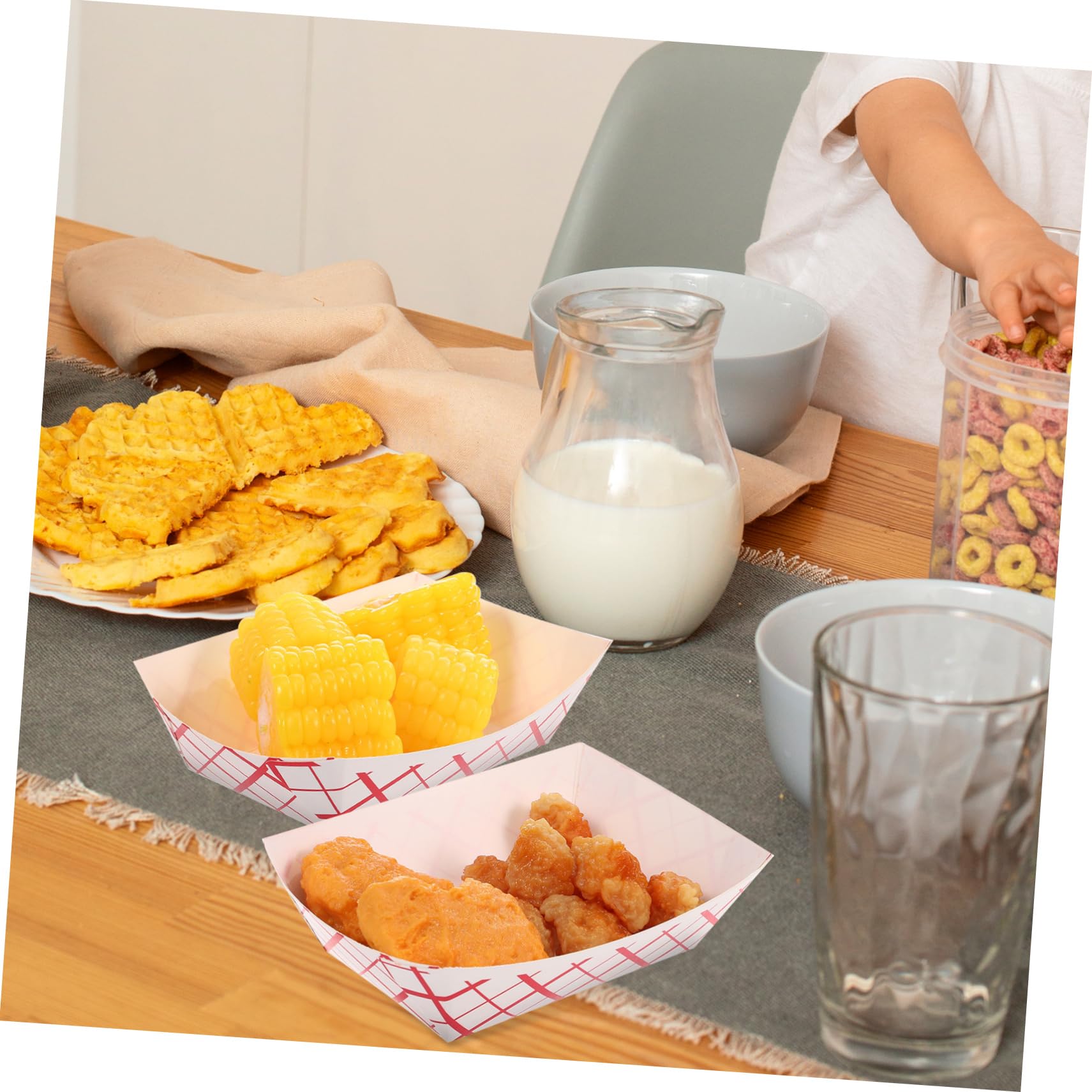 ULTECHNOVO 200stücke Papier Snack-tabletts Kariert Lebensmittelboote Für Snacks Pommes Hot Dogs Salate Für Partys Und Catering