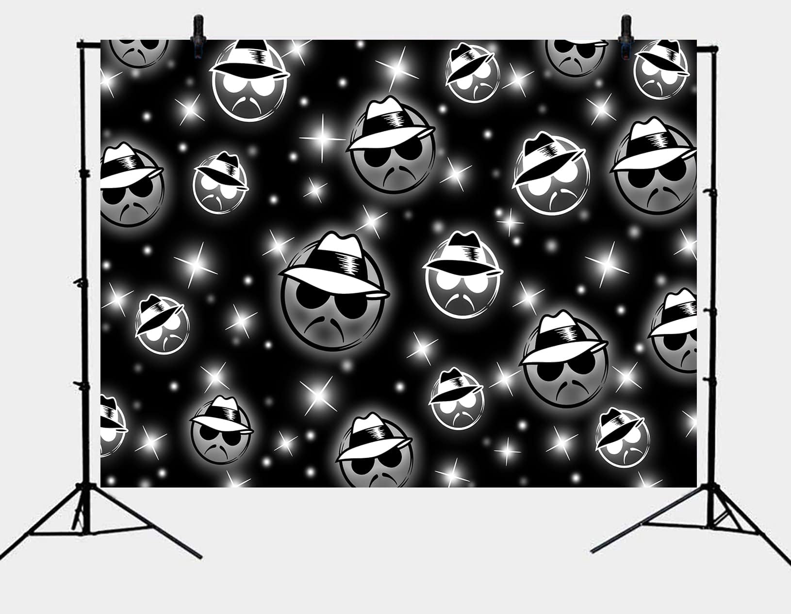 Cholo Theme Backdrop Early 2000s Background 8x6FT Black Glitter Old School