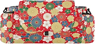 Kigai Universal Baby Stroller Organizer, Japanese Pattern Flower Detachable Stroller Caddy Accessories Bag with Insulated Cup Holder and Adjustable Straps for Diaper, Phone, Toys
