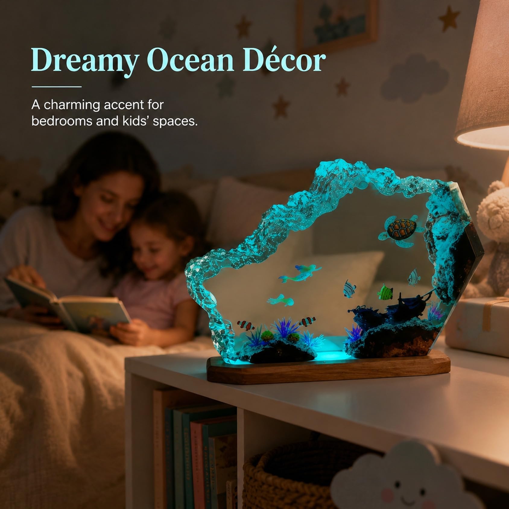 Amazon.co.jp : 海洋クリエイティブエポキシ樹脂木製ライトランプ