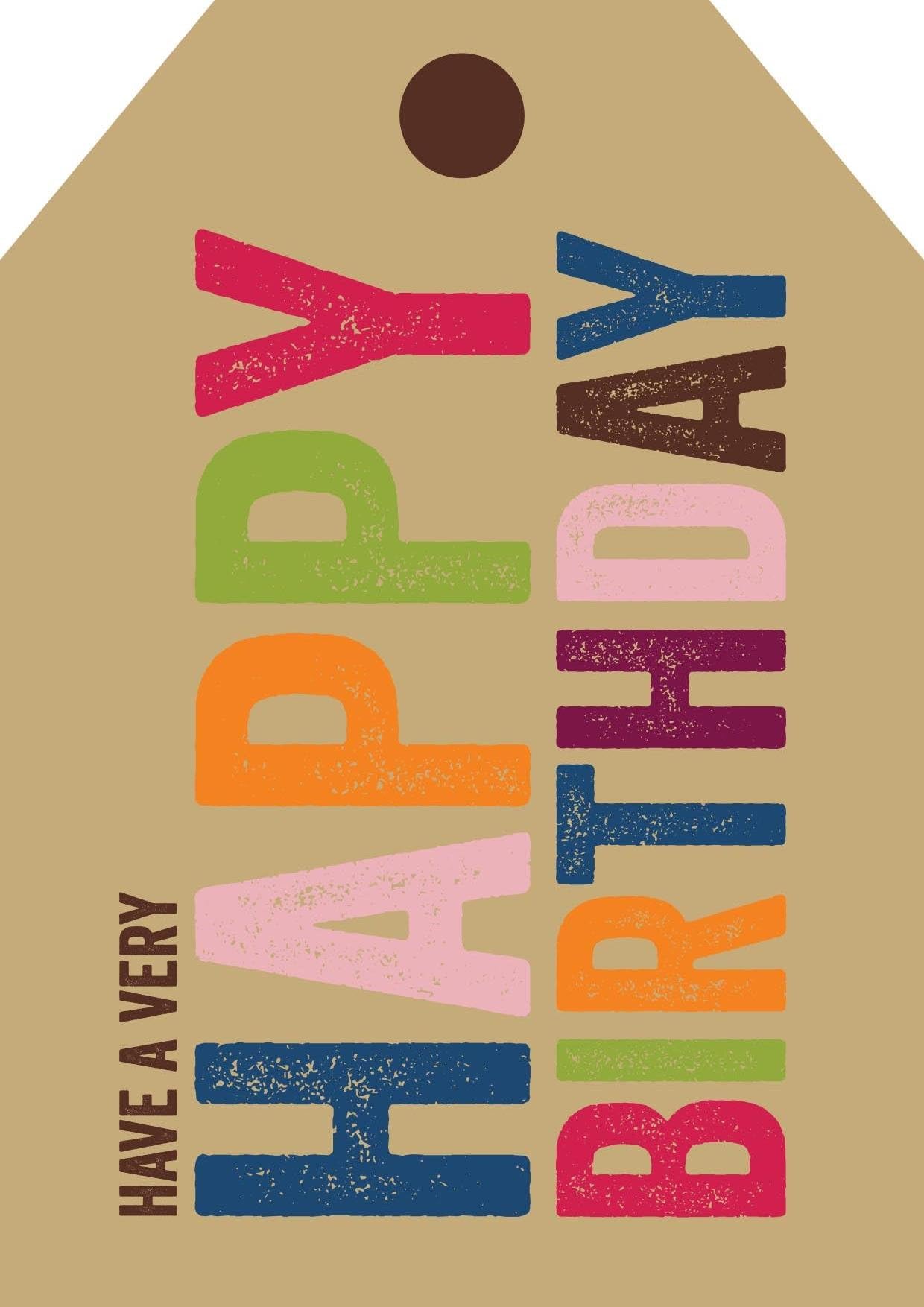 Wrapt Giant XXL Happy Birthday Buff Gift Tags - 12 Pack, 11x15cm Labels with String for Presents, Invitations, Gift Wrapping