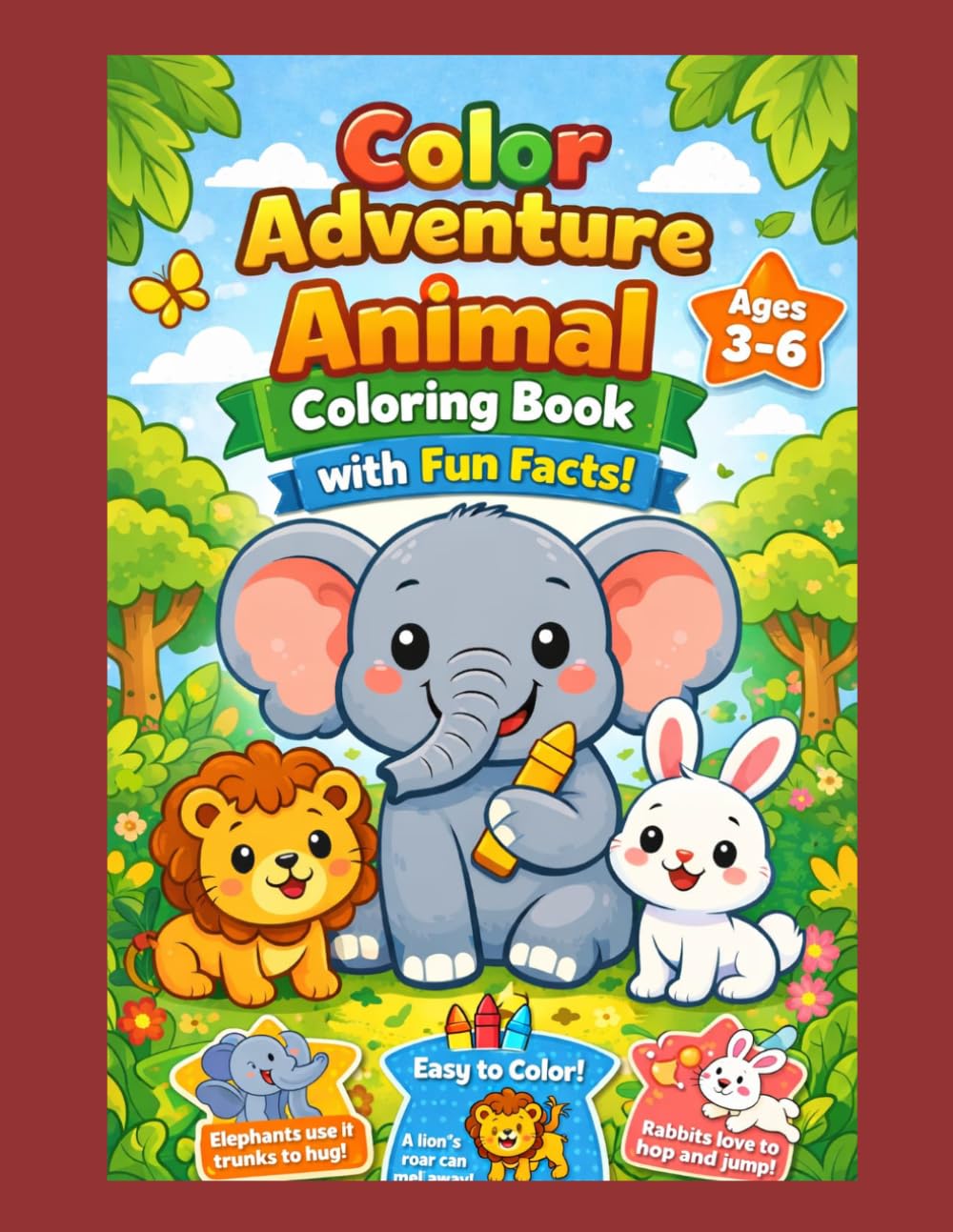 Animal Coloring Book for Kids Ages 3–6: A Fun First Coloring Book with Simple Animal Designs | Perfect for Toddlers, Preschoolers, and Beginner Colorists