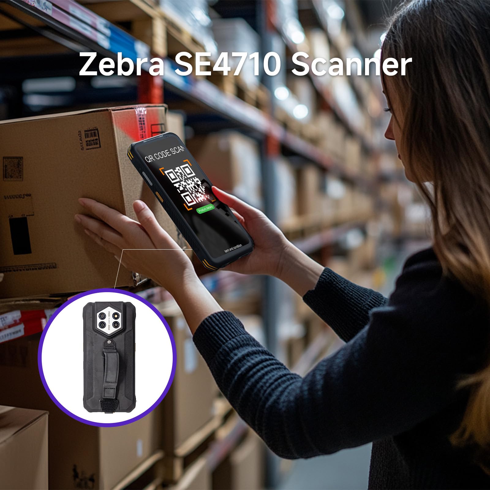H68T Lecteur de Code Barre Android 14 PDA 4G LTE - Scanner 2D Zebra SE4710, Écran 6,6 Pouces, IP68 Robuste Ordinateur Portable pour Gestion de Stock, Logistique et Inventaire