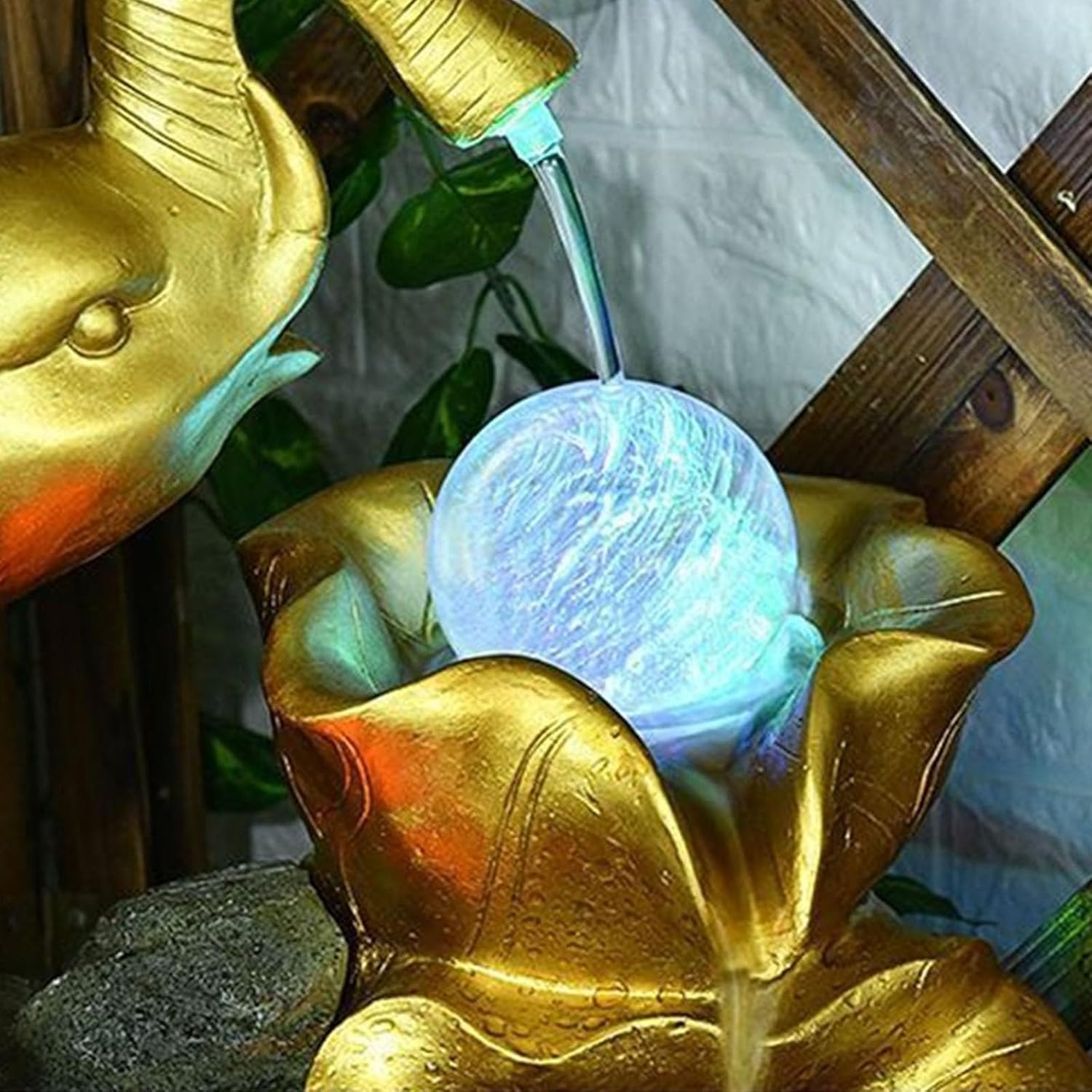 Outdoor Garden Water Fountain Elephant Indoor Water Fountain, Decoration Fountain with Rolling Ball, Floor Standing Decorative Ornament for Home, Office, Bedroom Contemporary Water Feature