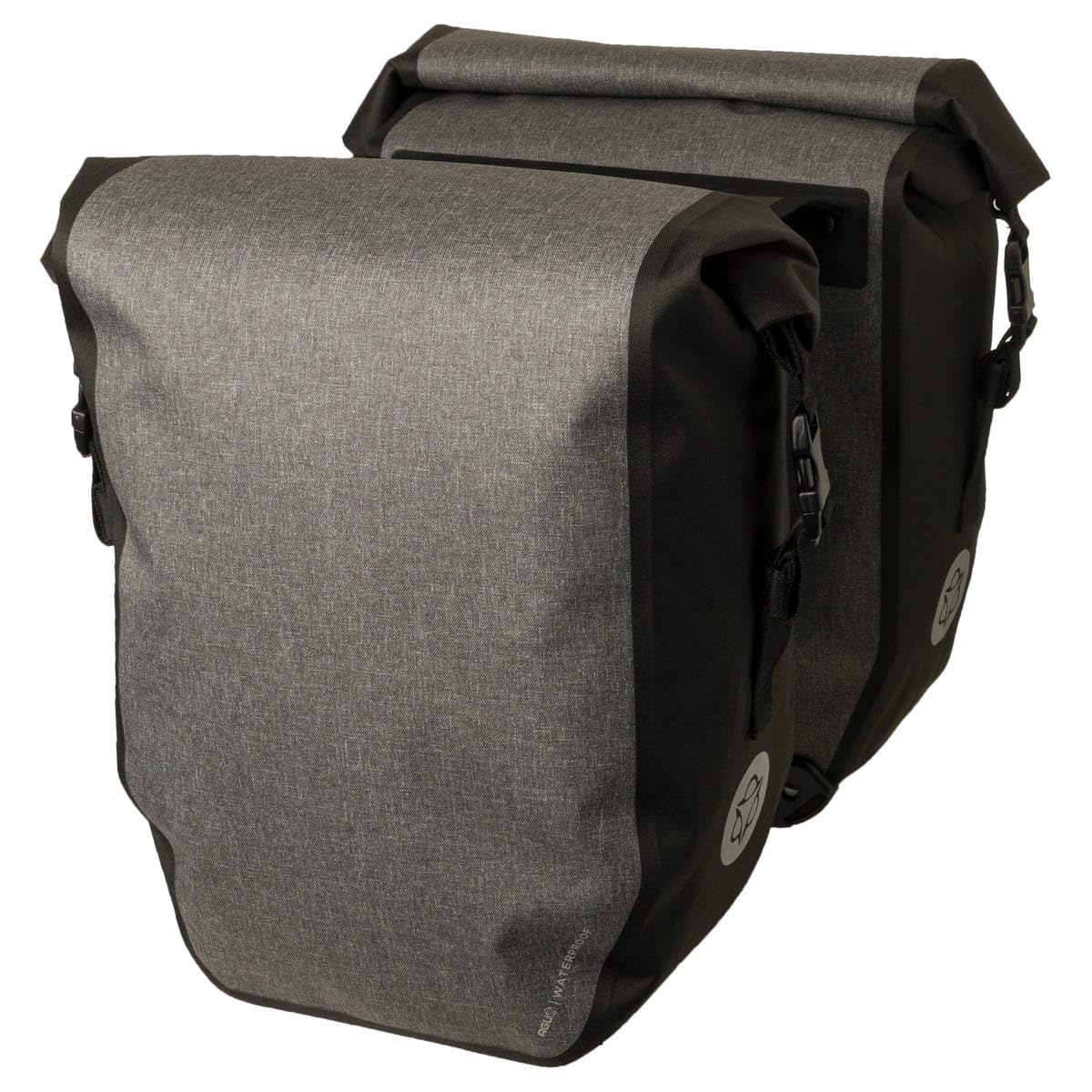 AGU Clean Fahrradtaschen Doppel, Tasche für Gepäckträger Fahrrad, Seitentasche Fahrrad, Wasserabweisend, Reflektierend, 100% Recyceltes Polyester - Grau