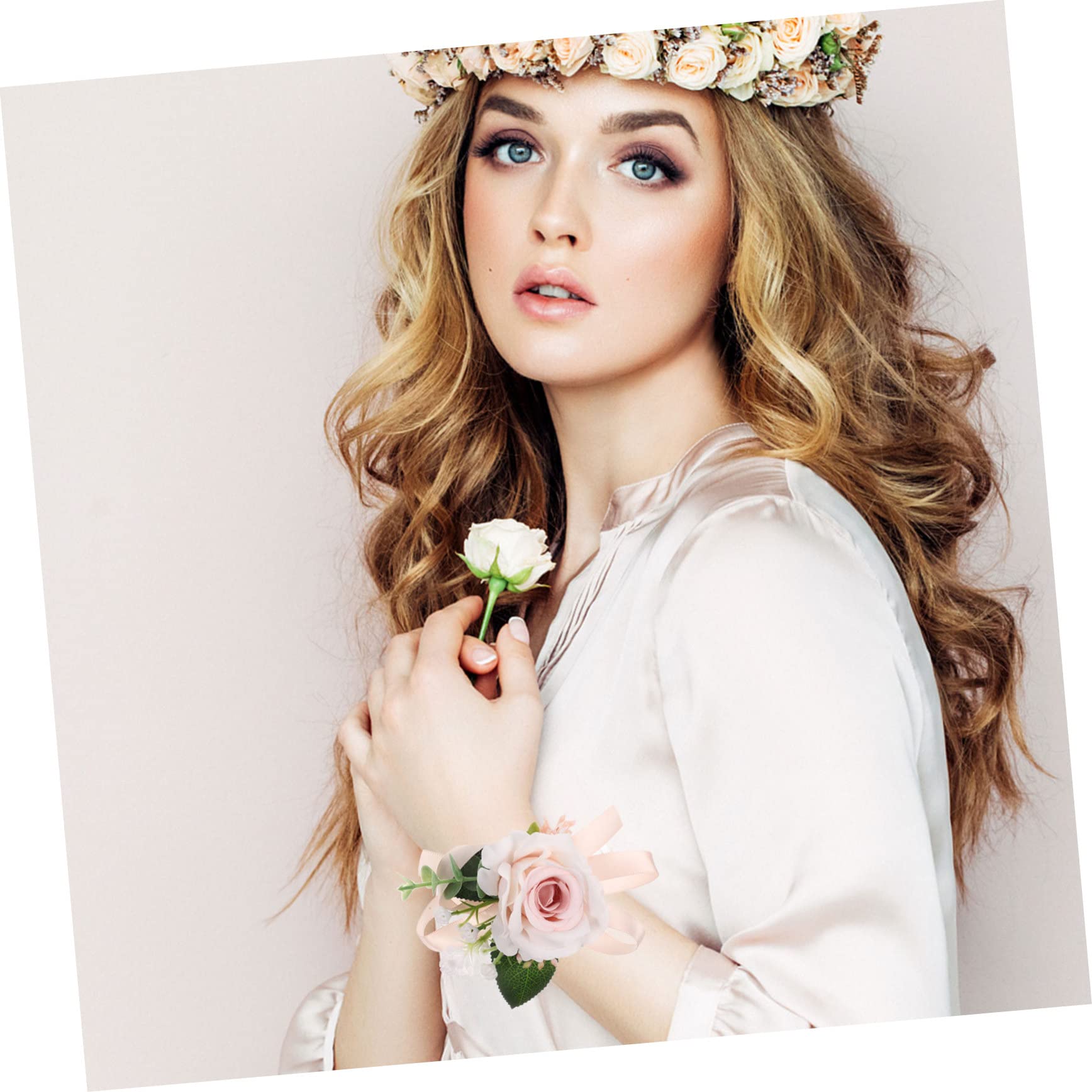 MAGICLULU 6 Stück Elegantes Armband Blumen aus Stoff für Hochzeit Brautjungfer Accessoire Zarte Handgelenksdekoration für Hochzeitsfeier