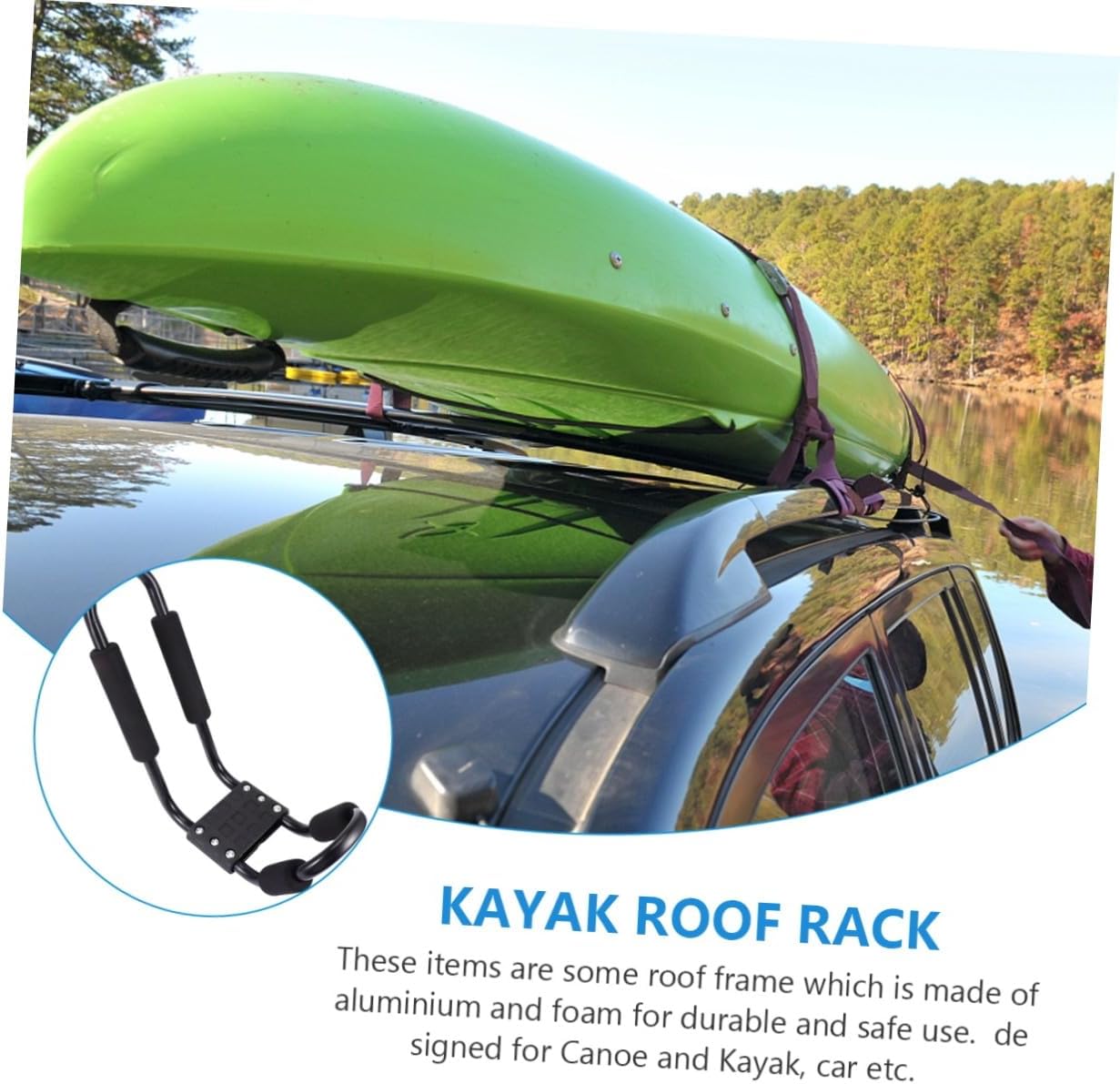 Wakauto Detachable Car Roof Rack 2pcs Kayak and Canoe Roof Frame Carrier Black for SUV Car Outdoor Water Sports Transport