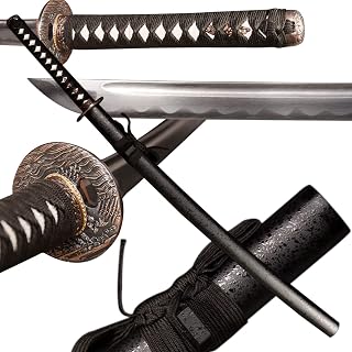 IUWEN High Carbon Steel Handmade Sword,1095 Carbon Steel, Japanese Fully Tang Handforged Ninja Samurai Katana，