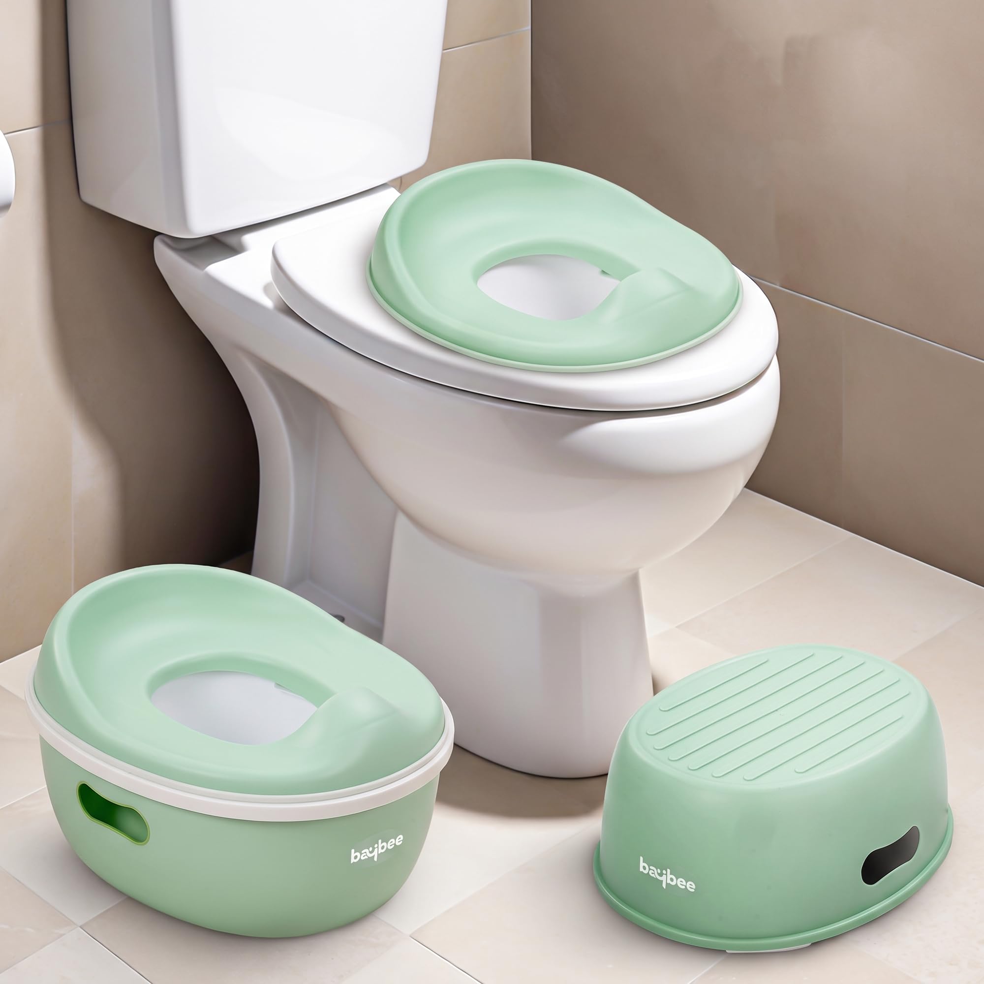 Baybee 3 IN 1 Baby Potty Seat for Kids with Step Stool | Portable Potty Training Seat with Removable Tray & Non Skid Base | Baby Western Toilet Seat | Baby Toilet Chair for Kids 1 to 5 Years (Green))-image-36