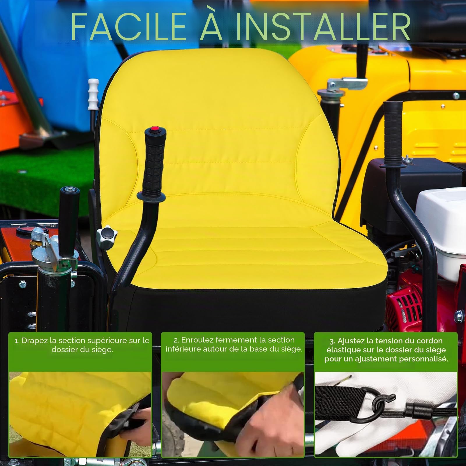 Housse de siège pour Tondeuse autoportée, Tissu Oxford 300D, Housse de siège LP68694 Compatible John Deere Tracteur & Gator 1025R 2025R, sièges résistants aux intempéries Jusqu’à 45 × 12 cm