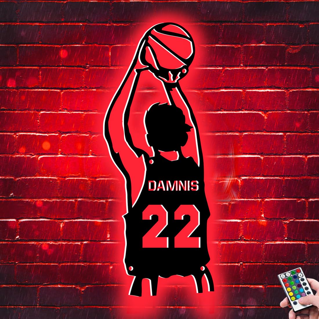 Pannello luminoso LED personalizzato in metallo per giocatore di basket, decorazione per la casa, sfondo della parete per gli appassionati di sport