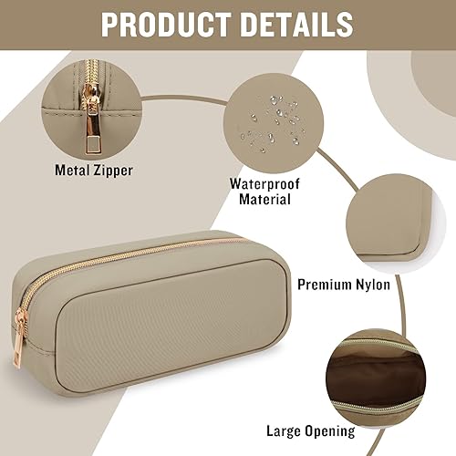 Miniatura 3 de Iqimott Bolsa de viaje de nylon grande del maquillaje, bolso cosmético grande Preppy del organizador del maquillaje de nylon de gran capacidad bolsa