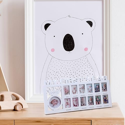 Miniatura 10 de Unittype My First Year - Marco de fotos para bebé recién nacido, collage de fotos de los primeros doce meses, marco de recuerdo de hitos de 12 meses