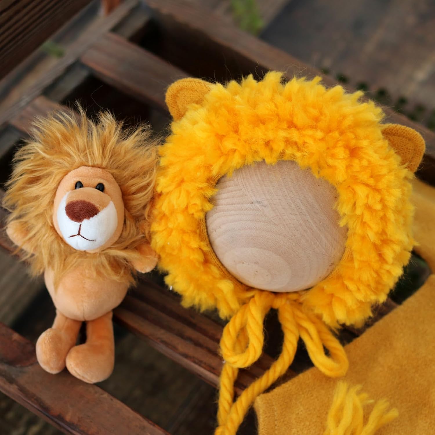 Vemonllas Newborn Photography Props Lion Outfits Boy Girl Knitted Bonnet & Romper with Lion Costumes Infant Baby Photoshoot - Image 3