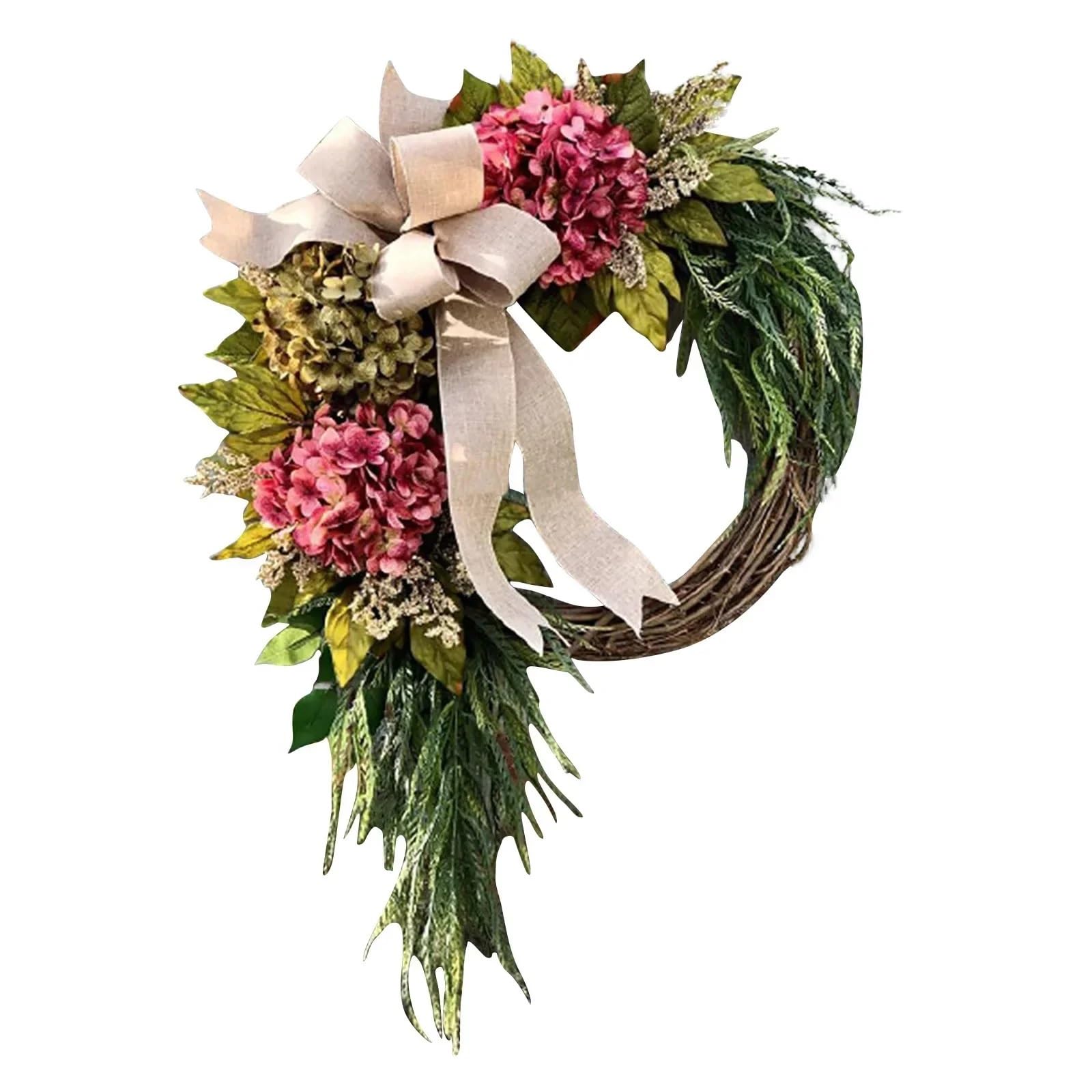 Door Wreath Wreath For Front Door Artificial Spring Summer Hydrangea Decoration Wreaths With Flowers Branch For All Seasons Farmhou