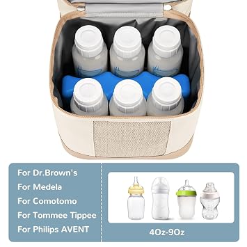 Mancro Breastmilk Cooler Bag with Ice Pack, Insulated Baby Bottles Bag