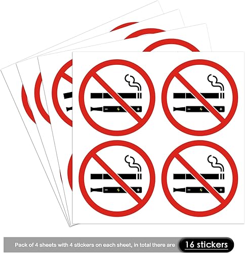 Miniatura 2 de dealzEpic - Adhesivos para letreros sin fumar ni vapear (E-Cigarette) - Calcomanías autoadhesivas para despegar y pegar