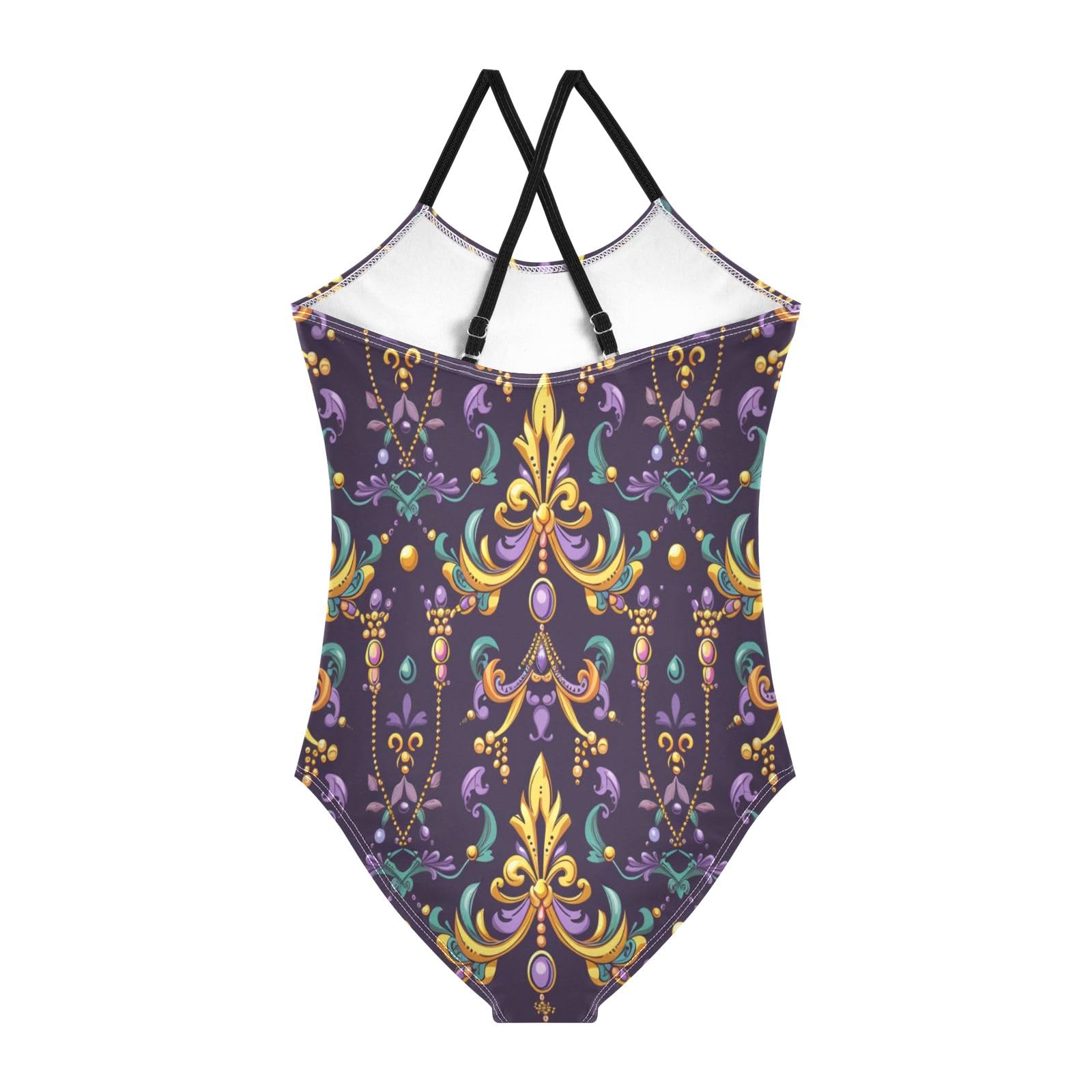 Fleur De Lis and Beads Girls One-Piece Swimsuit Beach Bathing Suit