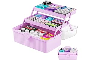 Yieach 3-Layer Plastic First Aid Organizer Box with Portable Handled