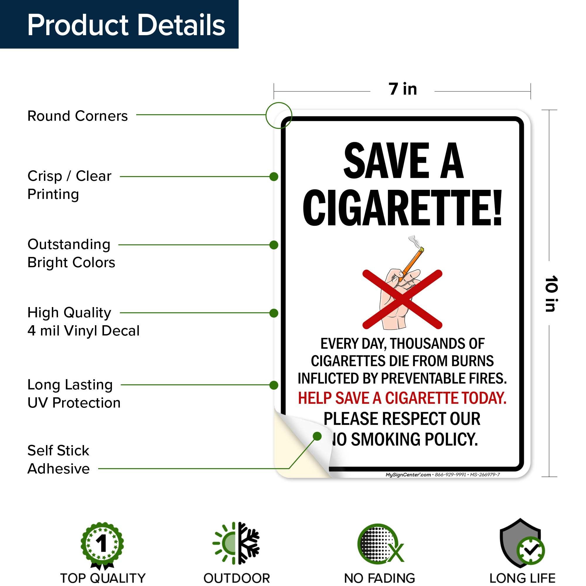 cigarette printing dies Amazon.com : Save A cigarette Every Day Thousands Of Cigarette Sign, 10x7  Inches, 4 Mil Vinyl Decal Stickers Weather Resistant, Made in USA by My  Sign Center : Patio, Lawn & Garden
