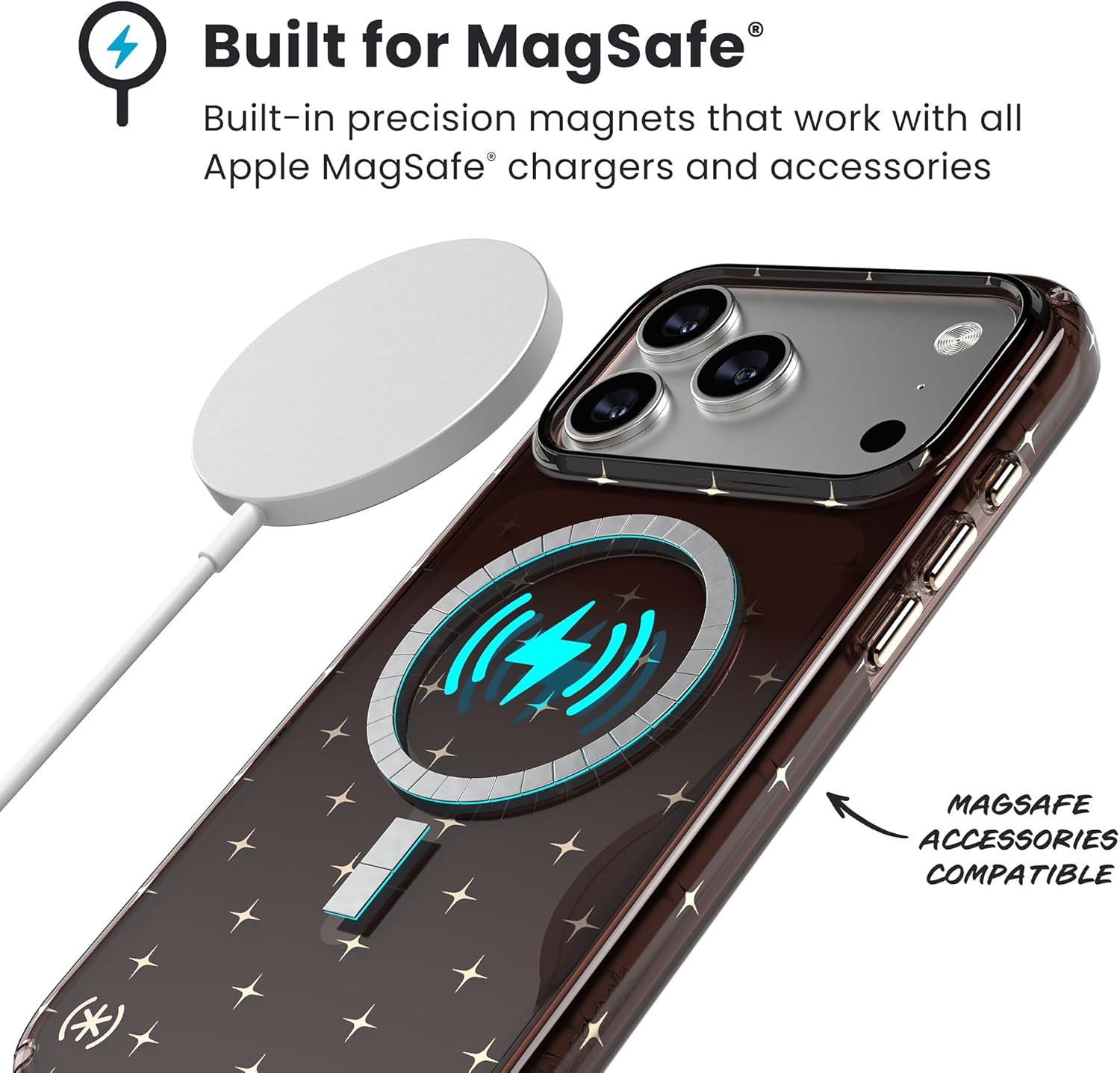 Speck Presidio LUX for iPhone 17 Pro Max Case, MagSafe-Compatible, Slim Protective Case, Luxury Shade/Gold Stars - Image 8